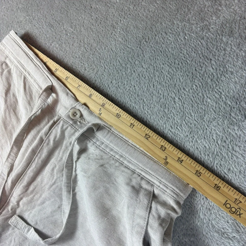 Cubavera Pants Men Medium (Fits 30x30) Linen Blend Drawstring Relaxed Beige